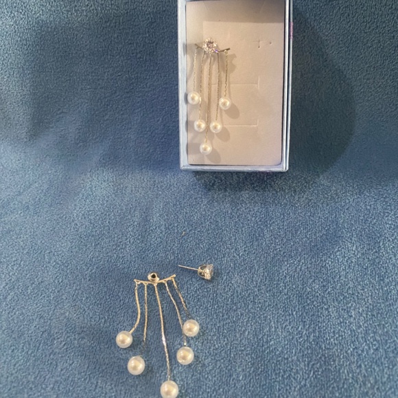 New, Fashion Jewelry, Silvery earrings with pearls. - Picture 3 of 6